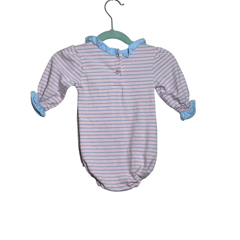 Jellybean Baby Girls‎ Pink Stripe Blue Bow Romper Sleepsuit 6M